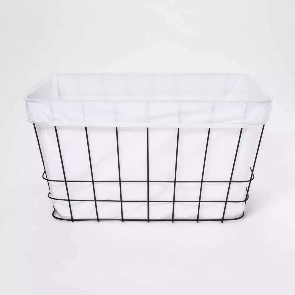 Metal Wire Rectangular Basket with Fabric Room Essentials