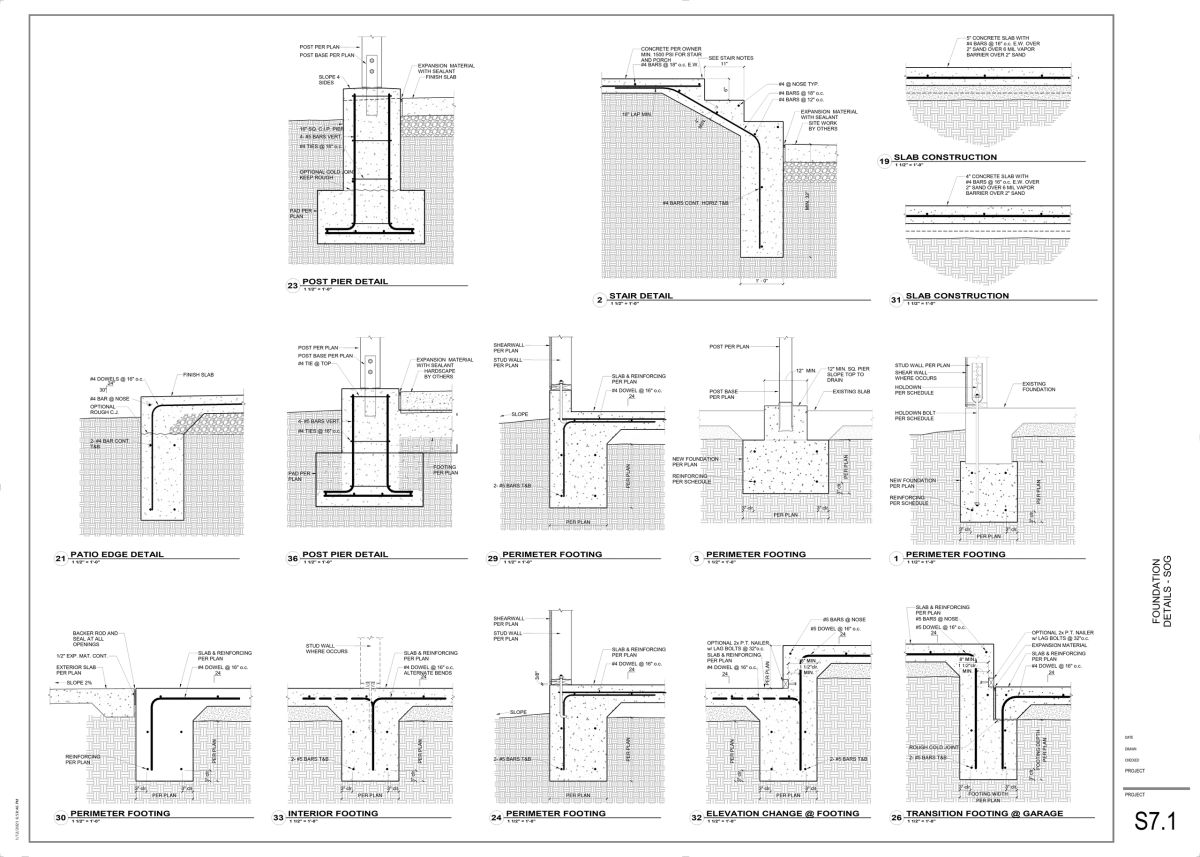 S7.1 - FOUNDATION DETAILS – SLAB