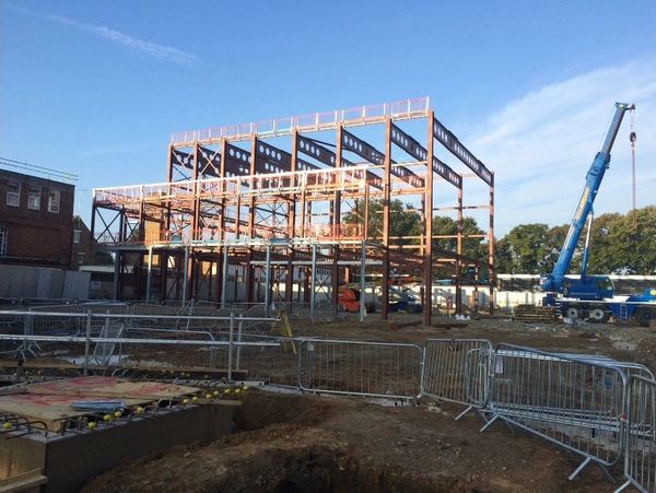 A construction site with a structure for a building