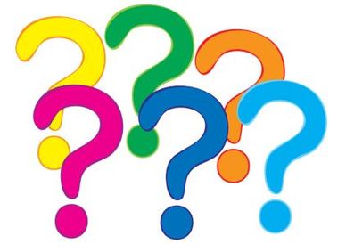 Colorful question marks in various bright colors.