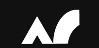 White stylized 'AR' letters on black background.