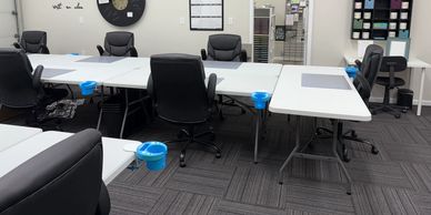 Craft room with entrance into supply room 