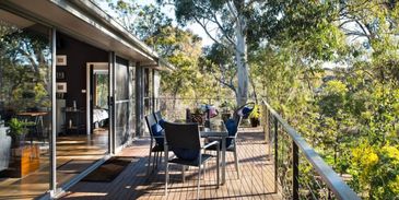 Elevated north facing private deck, in the treetops of Doctor’s Gully. 