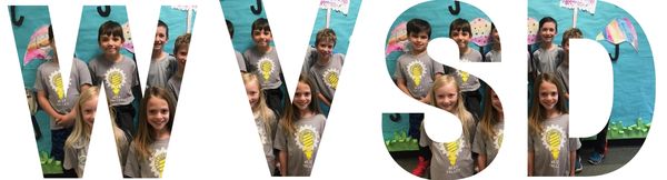 Children posing inside the letters W, V, S, and D.