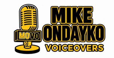 Logo featuring a vintage microphone and bold text for Mike Ondayko Voiceovers.