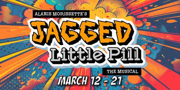 Colorful comic-style poster for Alanis Morissette's Jagged Little Pill musical.