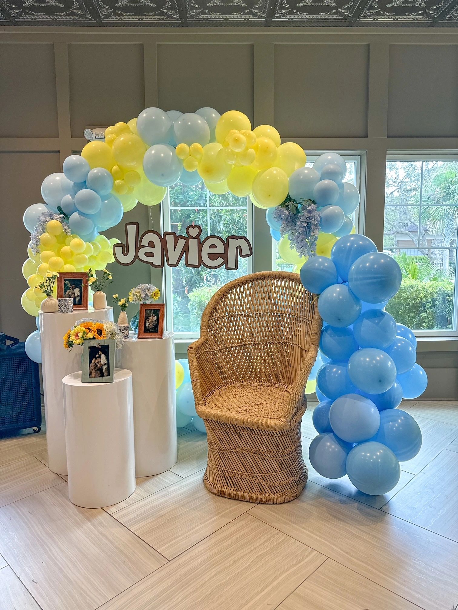 Rattan Chair and Pedestal Stand