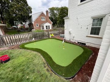 Light Green Putting Green custom backyard installers in  Plymouth Michigan near me fake lawn