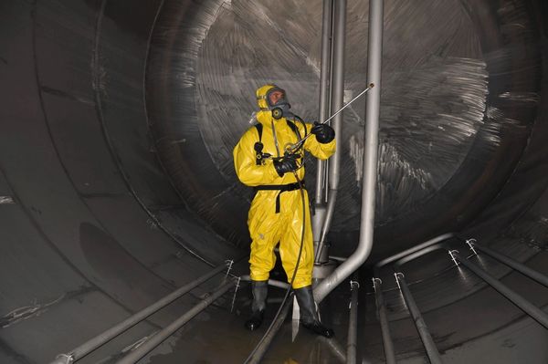 Man in Chemical Suit