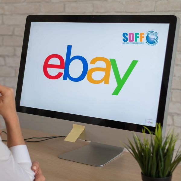 An image of a monitor with the Ebay logo on it.