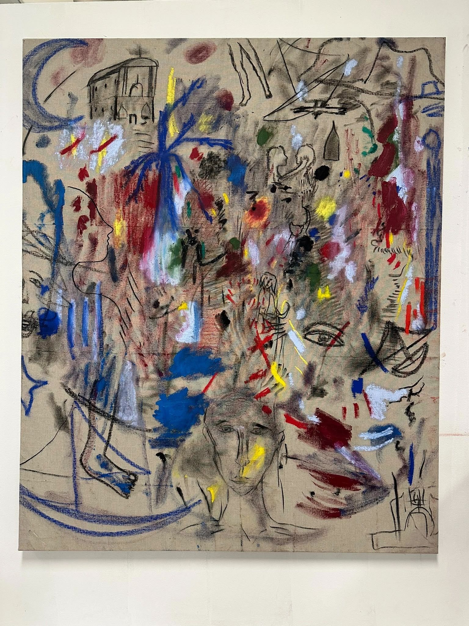 120x146 cm oil stick, oil, charcoal and ink on canvas