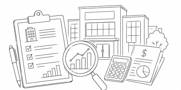 Ilustración de análisis financiero y planificación de negocios.