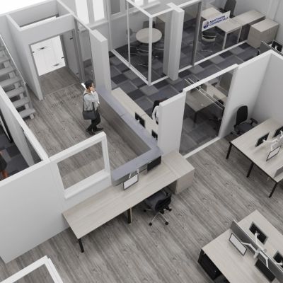 3D office design visualisation created by TJW Designs for Kent commercial workspace