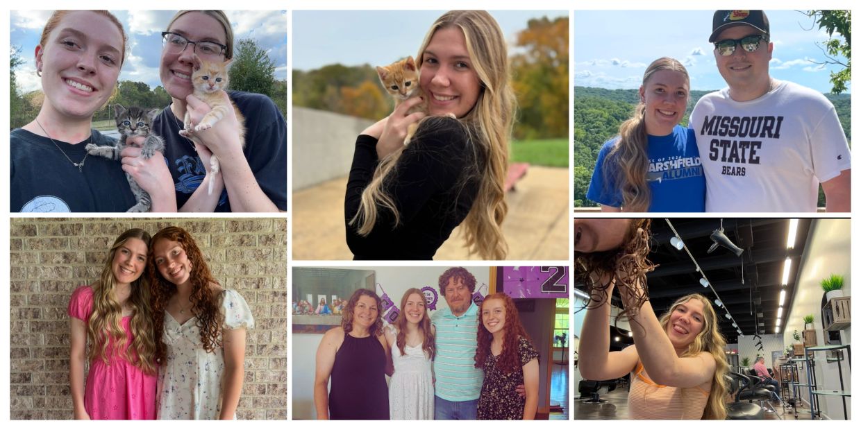Collage of happy moments with friends, family, and kittens.