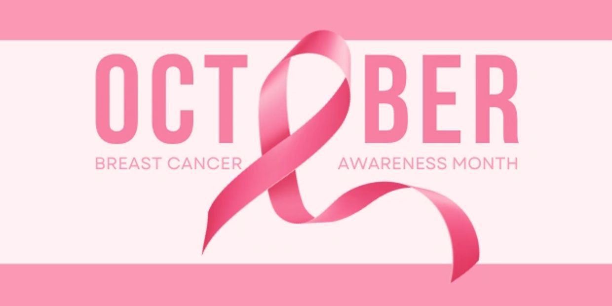 Pink ribbon for breast cancer awareness in October.