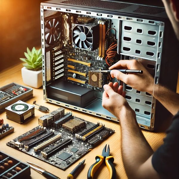 Expert hardware repair services upgrading and fixing PC components like RAM, SSDs, and motherboards