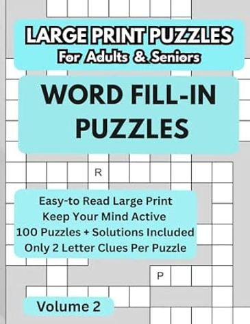 Large print word fill-in puzzles for adults and seniors.