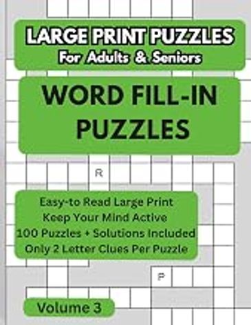 Large print word fill-in puzzles for adults and seniors.