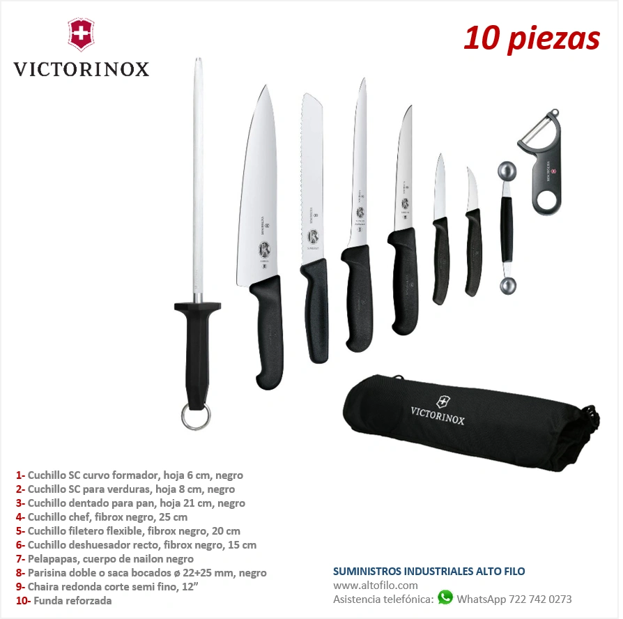 Juego de cuchillos Victorinox de 7 piezas con cuchillo y estuche