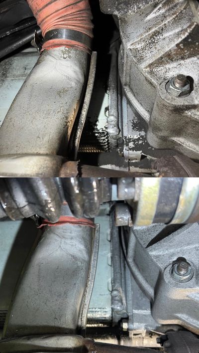 Before and after of a section of the Porsche 930 components