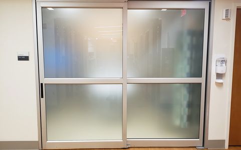 privacy film, dusted film, frosted film, distraction marks, privacy band, curtains, blinds, mirrored