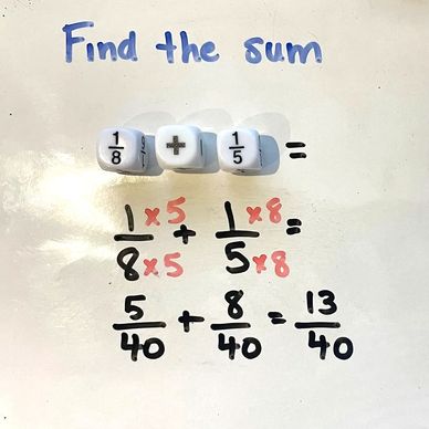 Roll two fraction dice, find the sum. The player with the largest sum wins. 