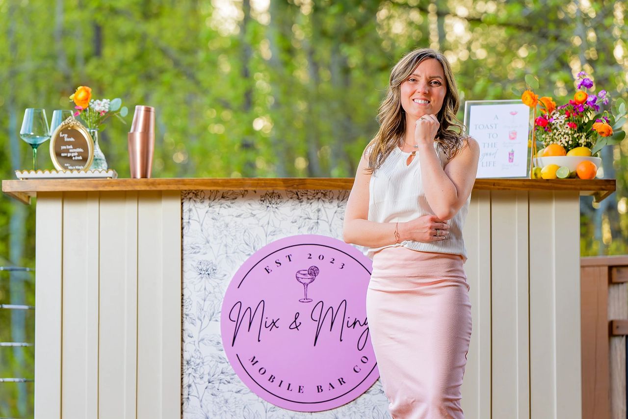 Elegant mobile bar presentation for a wedding or elevated celebration