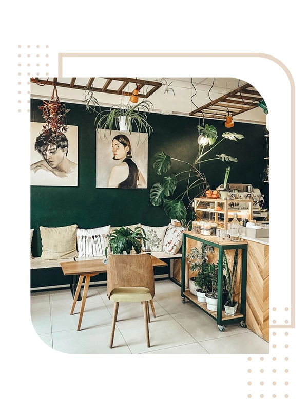 the interior of a coffee shop
