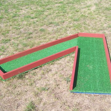 Miniature Golf Course Hole #7 is a challenging game rental option with an acute angle, less than 90°