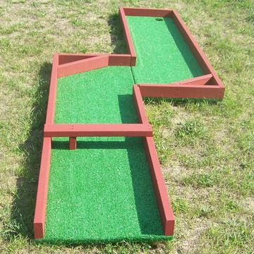 Miniature Golf Course Hole #3 is a Z shaped, jagged designed miniature golf course party game rental