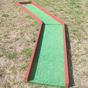 Miniature Golf Course Hole #6 is a fun game rental option with an obtuse angle, greater than 90°