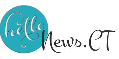 Logo with 'hello' in a teal circle and 'News, CT' in stylish font.