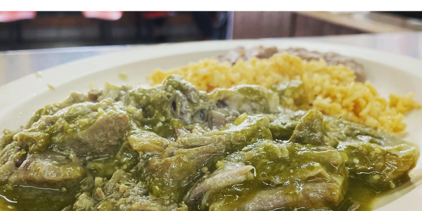 Carnitas simmered in green sauce. 