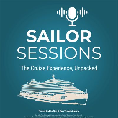 Logo for Sailor Sessions podcast about cruise experiences.