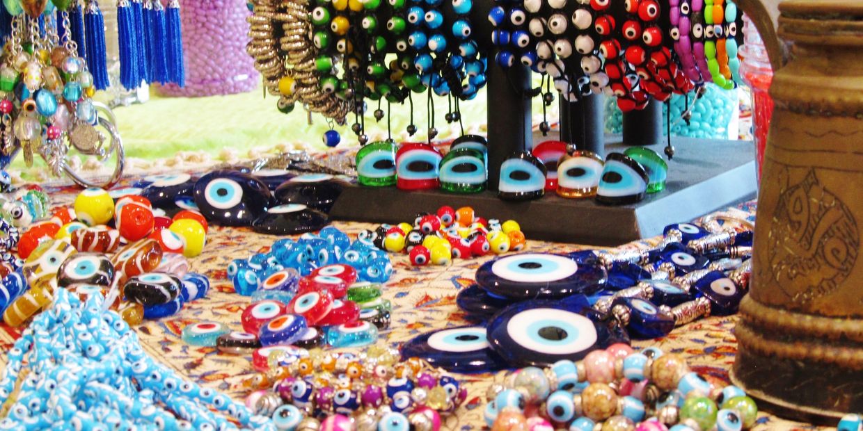 This image is about the variety of evil eye products that we have on offering on our website. 