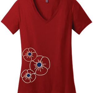 Poppy Flower V-Neck