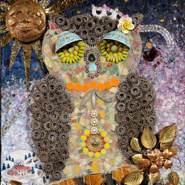 A mosaic of an owl by Linda Drinkhorn