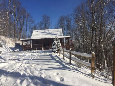 Cabin in winter snow