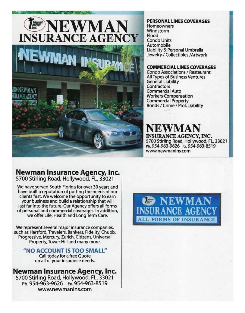 Newman Insurance Agency offers personal and commercial insurance coverage in Hollywood, FL.