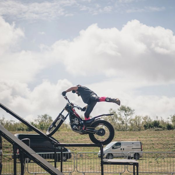 Stunt displays on Trials and BMX bikes gave people excitement away from the track