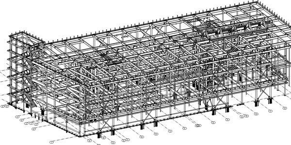 Structural steel detailing rendering of Cowichan Civic Building in Duncan