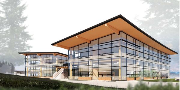 Architectural rendering of new Academic Building at Brentwood College in Mill Bay