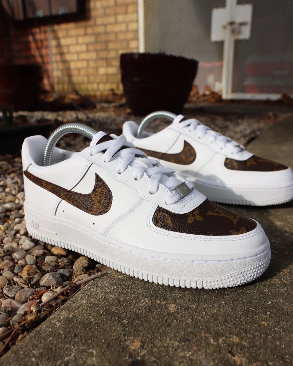 Brown and cream Louis Vuitton Air Force 1 Custom - Owl Fashion Shop