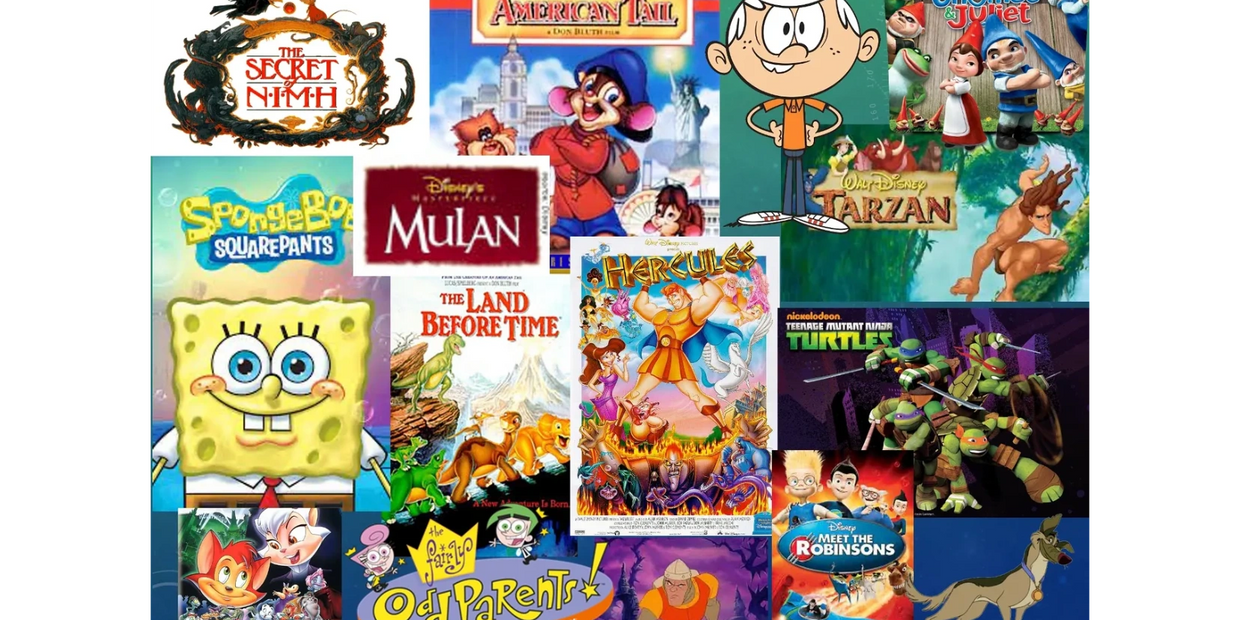 Collage of animated movies and TV shows that DJ Steinberg's alter-ego David Steinberg worked on