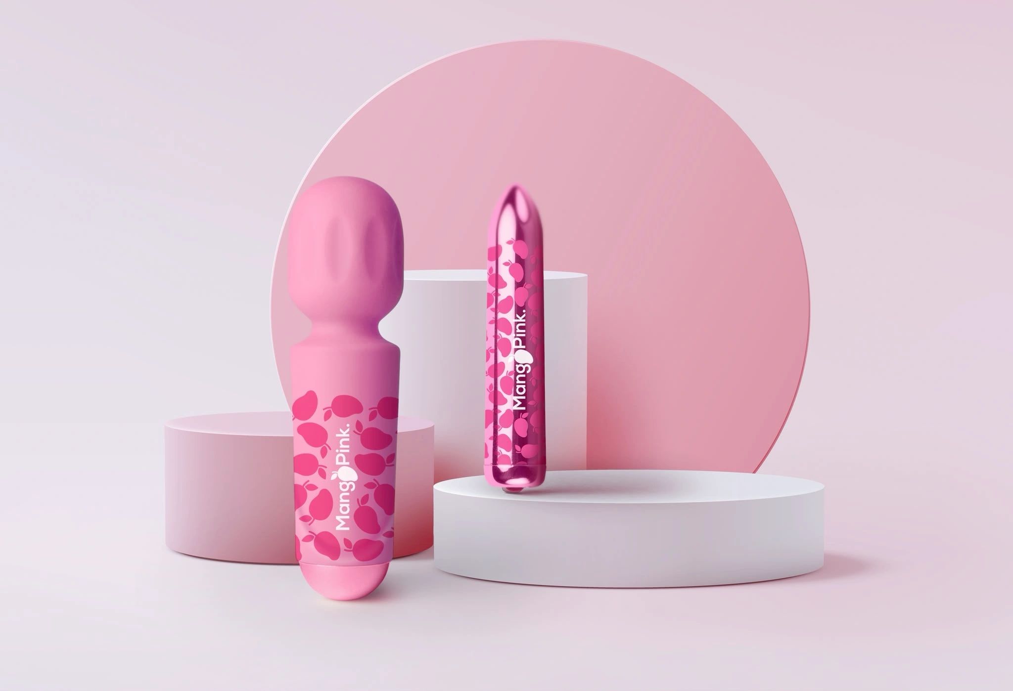 MangoPink premium intimate wellness collection featuring beautifully designed rechargeable Mini Wand and Bullet Vibrator products in the brand’s signature pink finish.