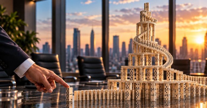 Dominos on a business table