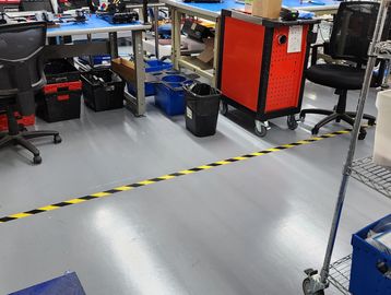 ESD epoxy floor for a factory in Wilmington, MA. Constantly removes static and durable for forklifts