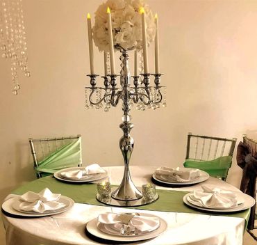 Wedding Centerpieces
6 arm Candelabra
Candelabra Wedding Centerpiece
Candelabra and Floral Centerpie