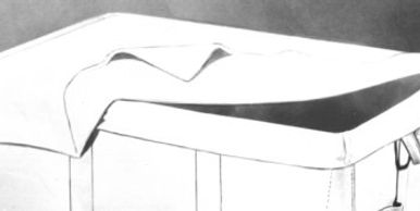 black and white image of sanatary liner with flap- 