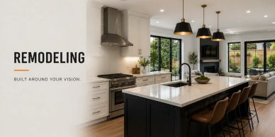 Modern kitchen remodeling with sleek design and ample seating.